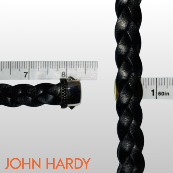 JOHN HARDY Legends Naga Leather 8MM Sapphire Bracelet in Black - Size 7.75" - Picture 5 of 7